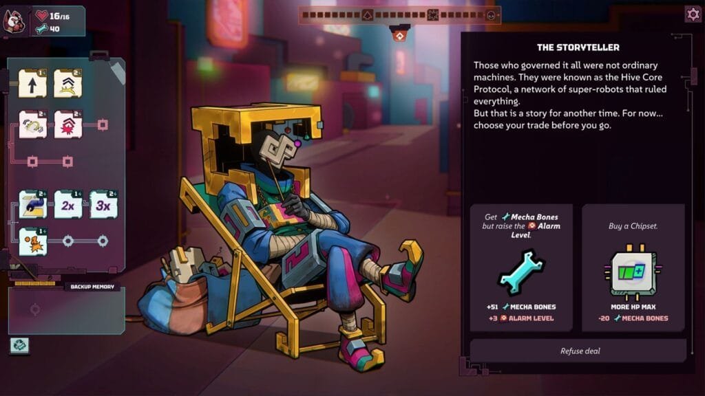 Dog in the Machine llega a Steam: fecha de lanzamiento, precio oficial, mecánicas y todo sobre este roguelite táctico de perros robot 3 Personaje Storyteller de Dog in the Machine con opciones de deck-building