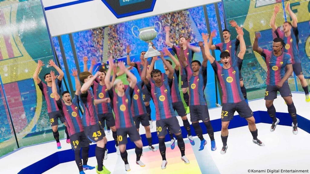 Celebración de título de liga en eFootball Kick-Off