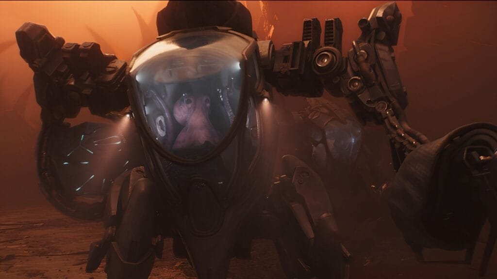 Salt la mercenaria pulpo Esclarecida de EXODUS dentro de su mech