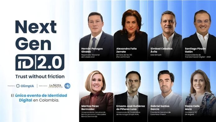 next-gen-id-2-bogota-ponentes-evento Ponentes de Next Gen ID 2.0 sobre identidad digital en Bogotá, incluyendo registrador nacional y CEO de OlimpIA