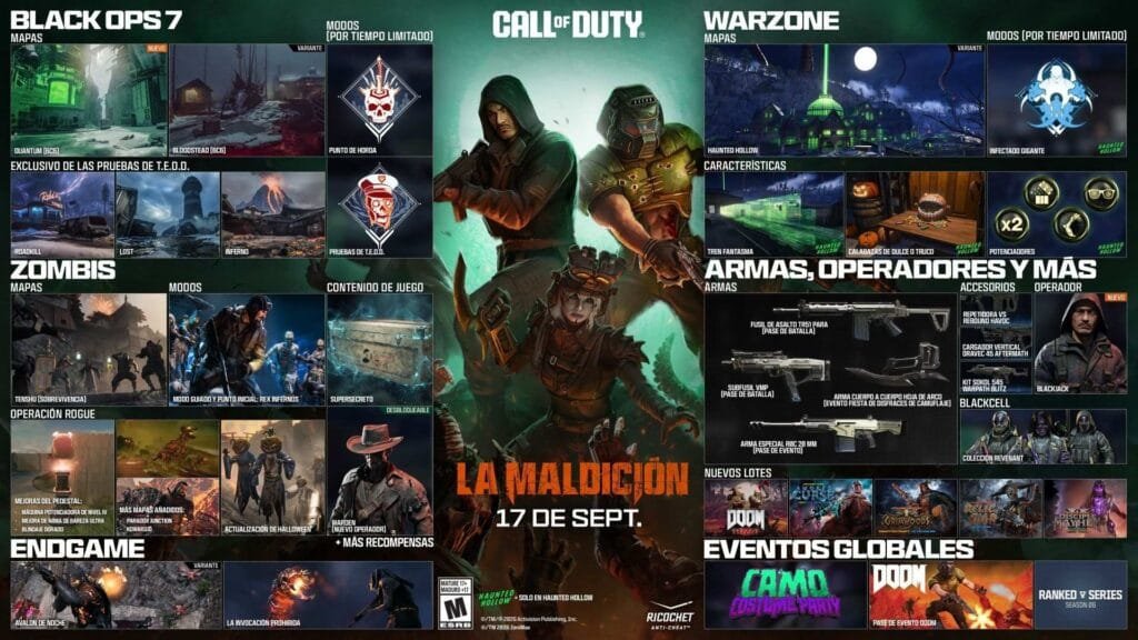 La Temporada 6 de Call of Duty: Black Ops 7 y Warzone ya tiene fecha: así es La Maldición, la colaboración con DOOM 1 Roadmap oficial de contenido de la Temporada 6 de Black Ops 7 y Warzone