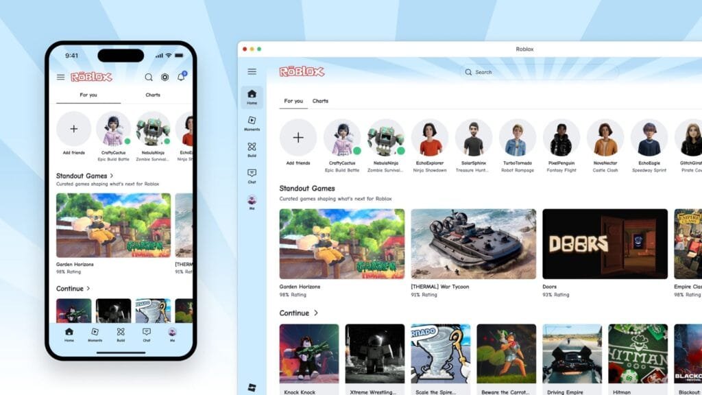 Interfaz clásica de Roblox activada en app móvil y de escritorio
