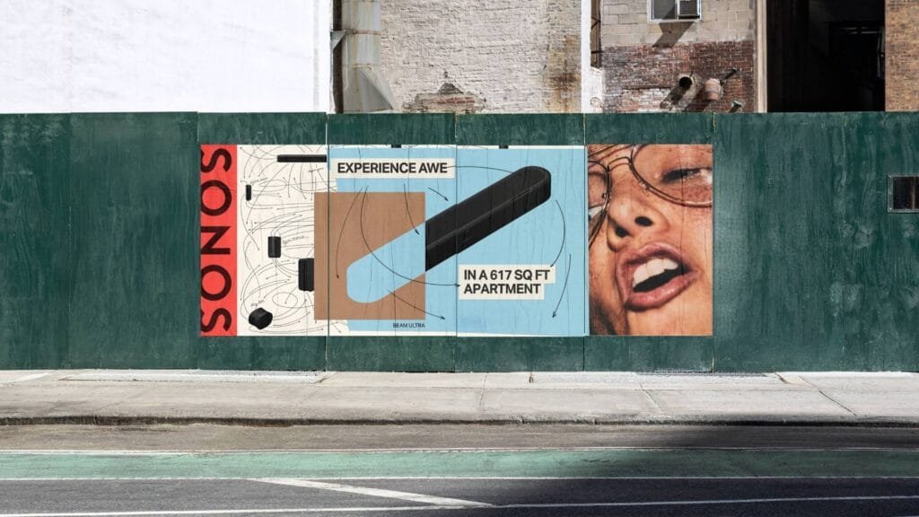 Sonos ya no vende bocinas: la historia real detrás de su campaña "Love the Sound. Feel the System" 3 Valla publicitaria de Sonos Beam Ultra con el mensaje Experience Awe