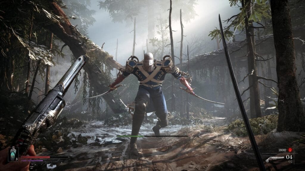 Valor Mortis: fecha de lanzamiento, precio y Game Pass del soulslike en primera persona de los creadores de Ghostrunner 2 Armas de Valor Mortis: pistola y espada en el combate en primera persona.