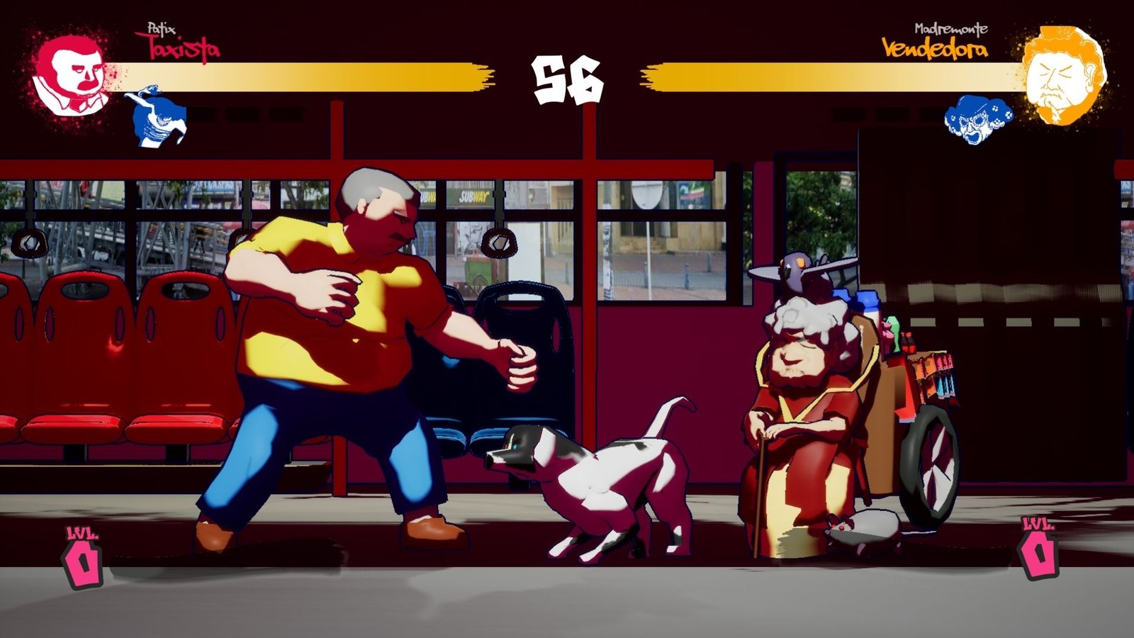 bogofighters-juego-colombiano-peleas Bogofighters, el juego de peleas colombiano con taxista y vendedora ambulante en un bus de TransMilenio