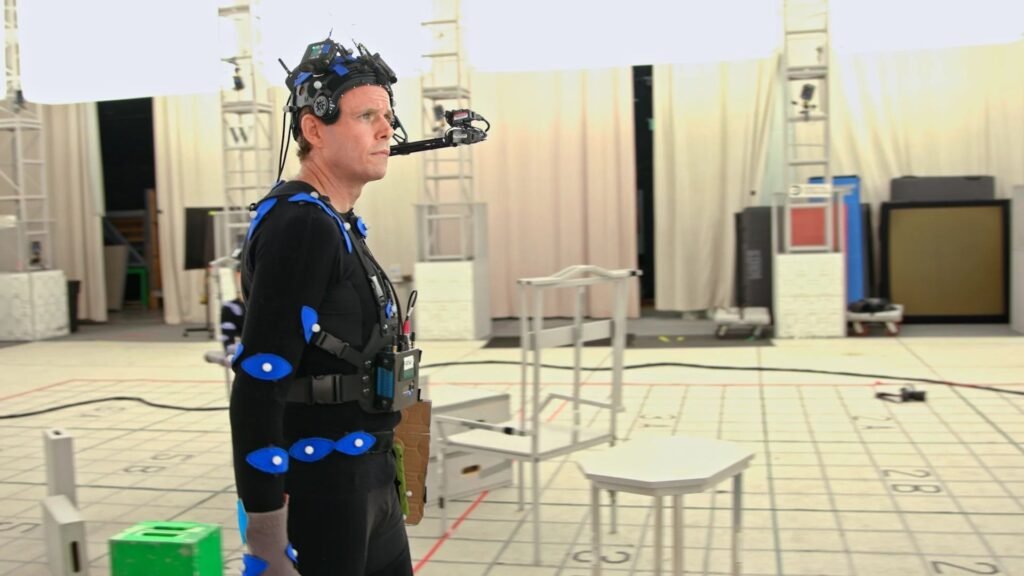 Bradley Snedeker, actor de Larson en Tomb Raider: Legacy of Atlantis, durante la captura de movimiento