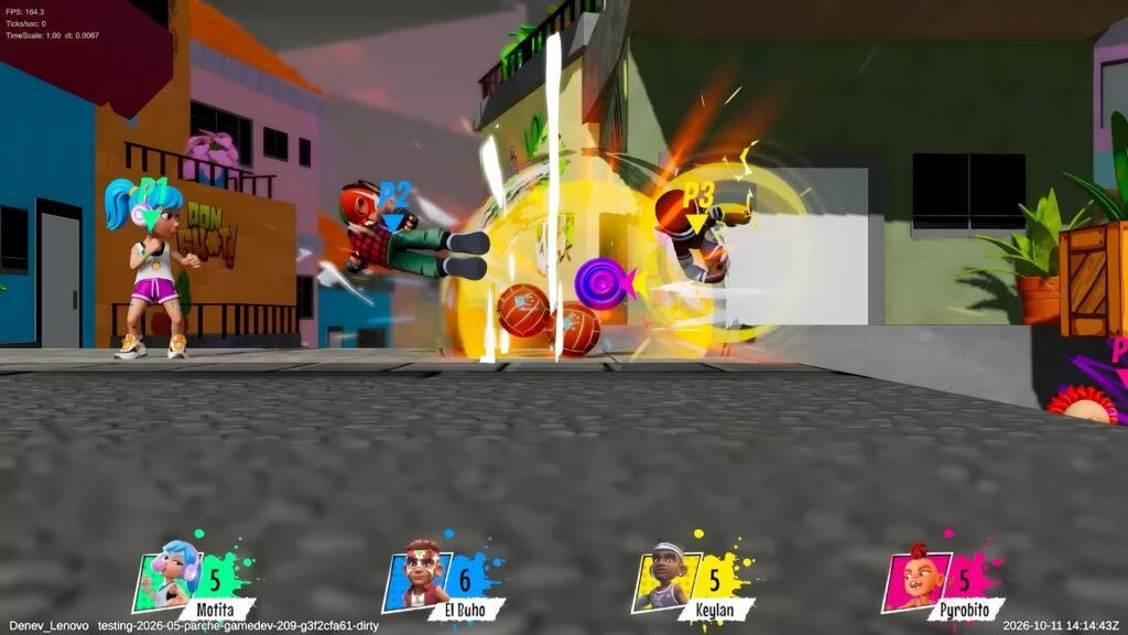 ¿Qué es Ponshot? El juego colombiano de ponchado callejero con parkour que se jugó en SOFA 2026 3 Cómo se juega Ponshot: un balonazo golpea a un jugador y lanza el impacto en plena calle