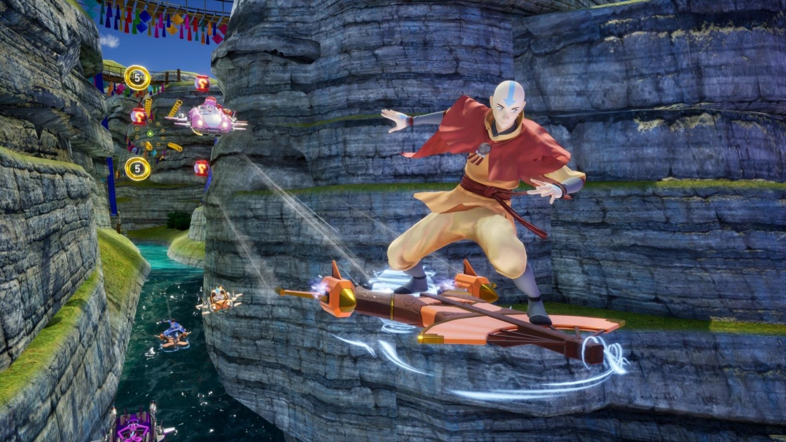 Festival Avatar Legends de Sonic Racing: CrossWorlds con Aang en el Gliding Air