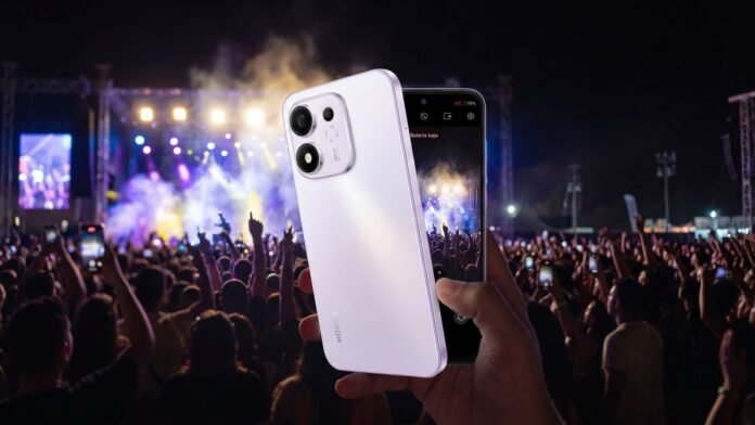 HONOR 600 Smart con 8.100 mAh grabando un concierto con 10 % de batería