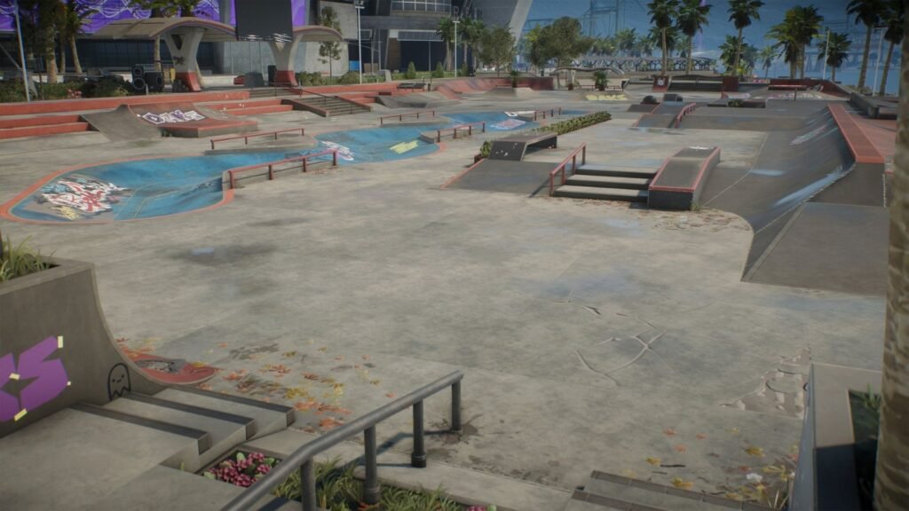 Accesos de skate. sin Premium Pass: S.U.M.R. Camp, The Stadium e Isle of Grom, fechas y Rip Chips 2 Parry Point Skatepark, el nuevo parque callejero de Hedgemont en la actualización 0.32.5 de skate.