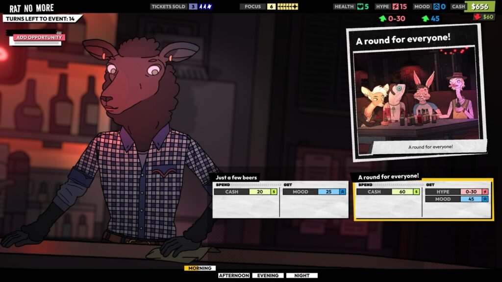 Decisiones de la banda en la demo de ROCKBEASTS, con los dos primeros episodios