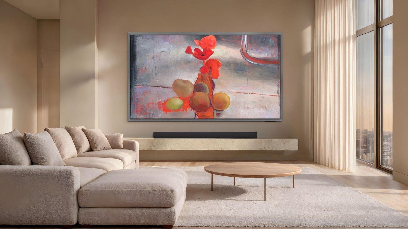 samsung-art-store-art-basel-paris-2026 Poppies #4 de Elene Shatberashvili en Samsung Art Store, obra de Art Basel París 2026 en un OLED S95H