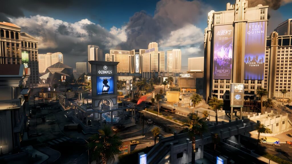 Calendario de la Temporada 5 de Battlefield 6: fechas de cada fase, evento de Dead Space, Open Series y prueba gratis en hora Colombia 2 Mapa Vegas Strip de Battlefield 6 con los objetivos Olympus, Plaza Karat y Art Déco