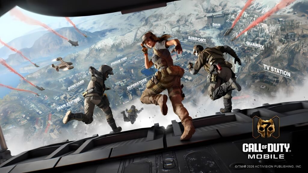 Mapa de Verdansk en Call of Duty: Mobile con Dam, Airport, Quarry y TV Station